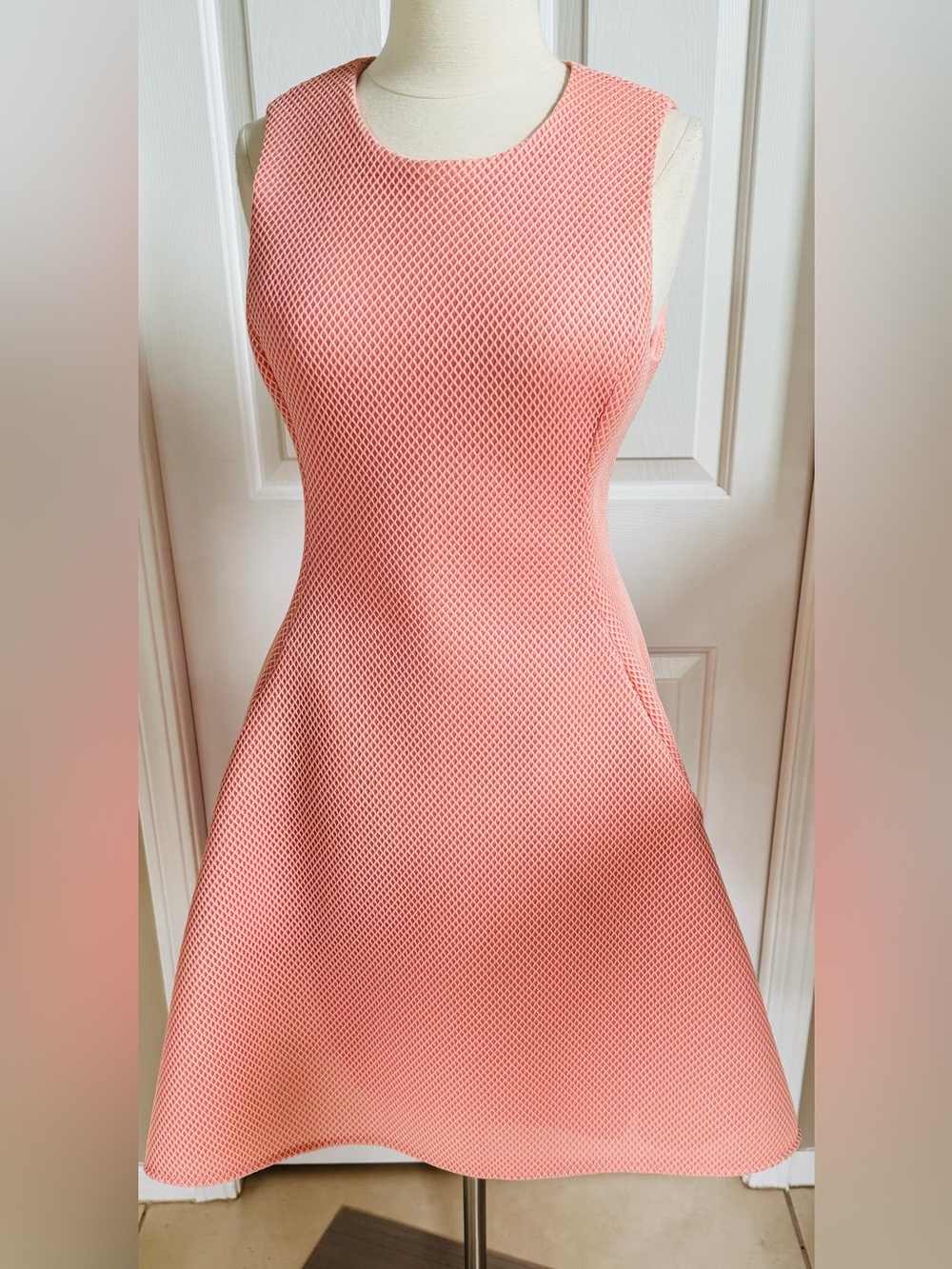 DKNY Coral Pink Mesh A-Line Mini Dress